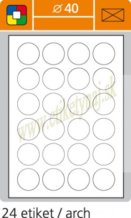 Print etikety kruhové biele 40 mm  100 hárkov A/4